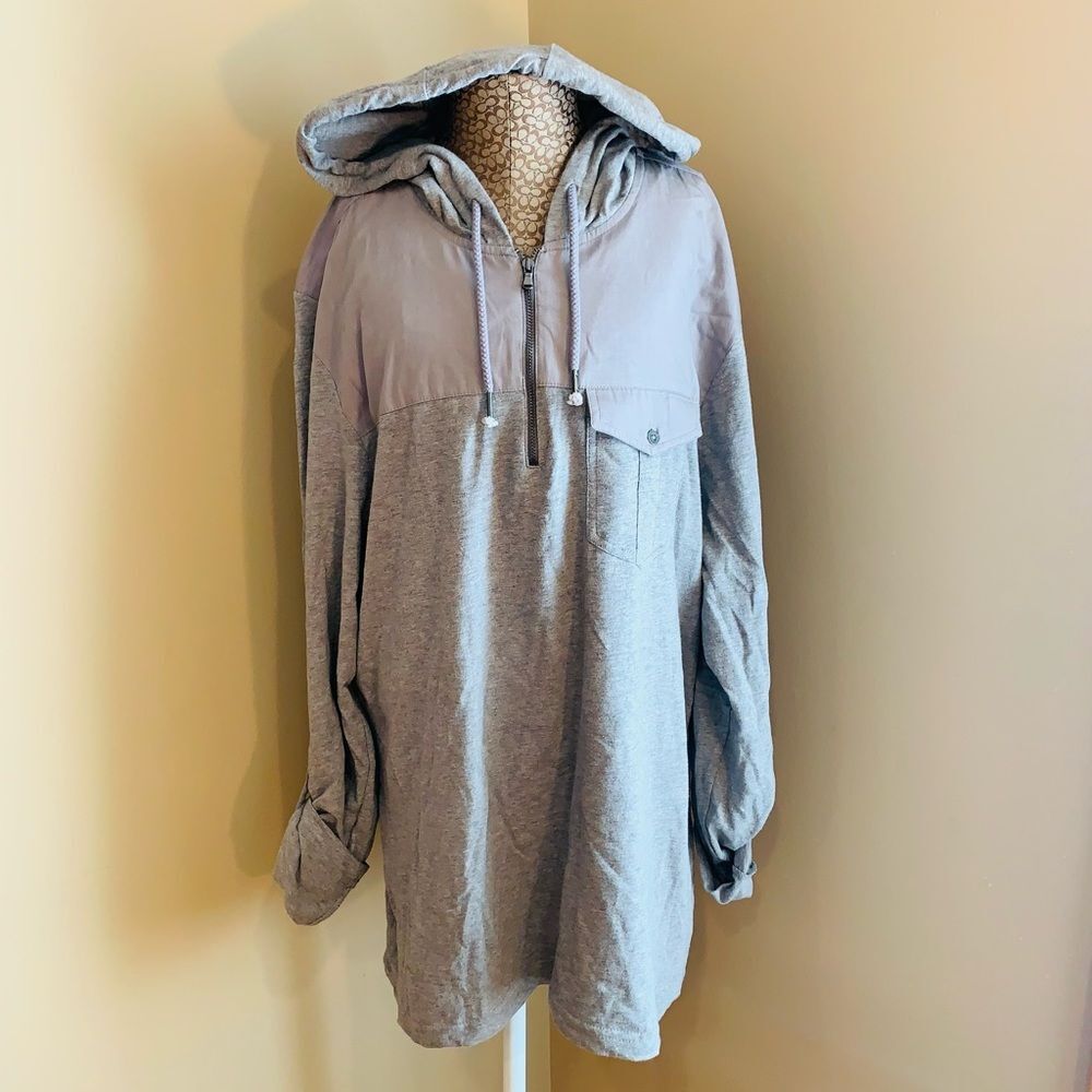 Inc Shirt Casual, Grey Long Sleeve Hooded shirt NWT